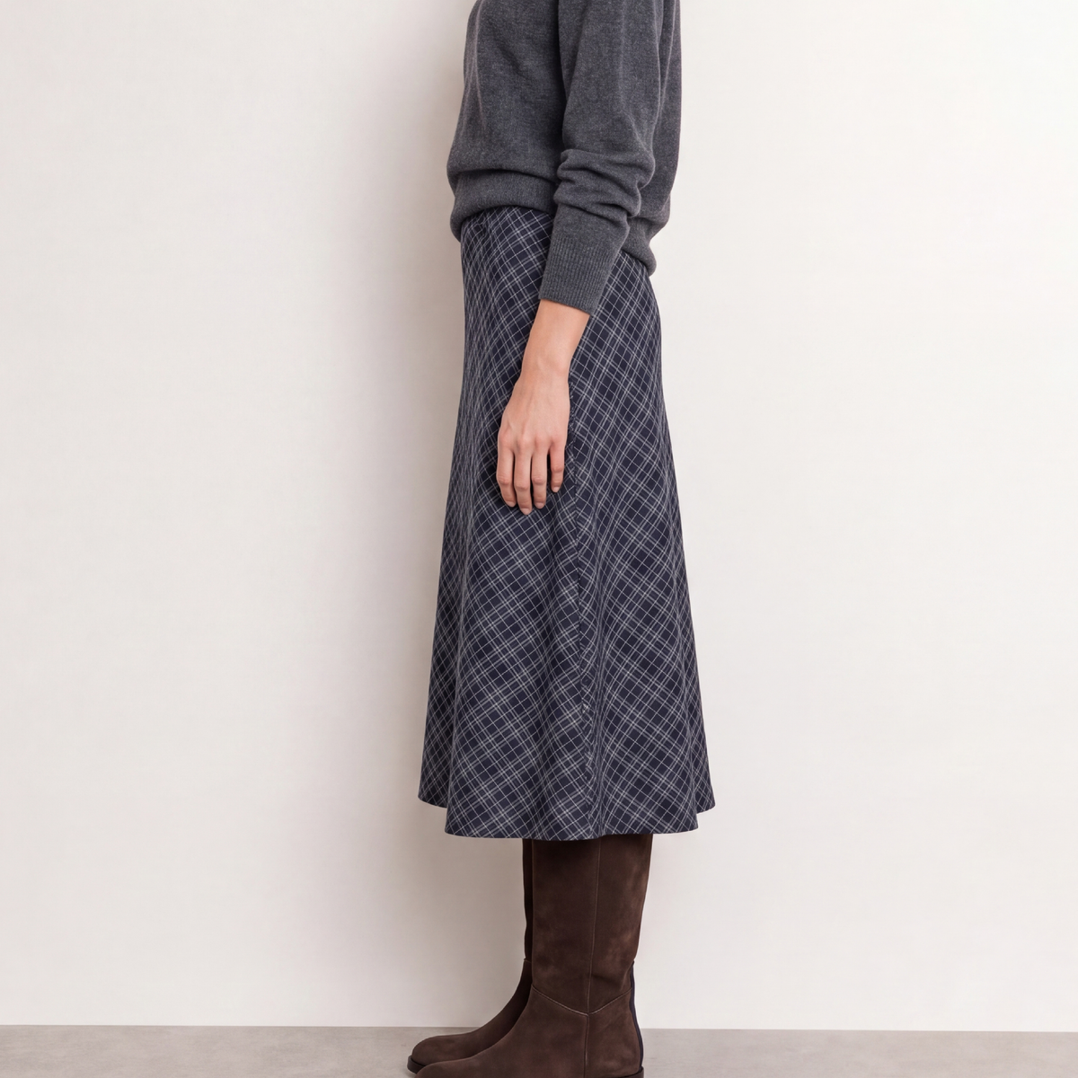 Talma 3 Nederdel, Dark Navy Check