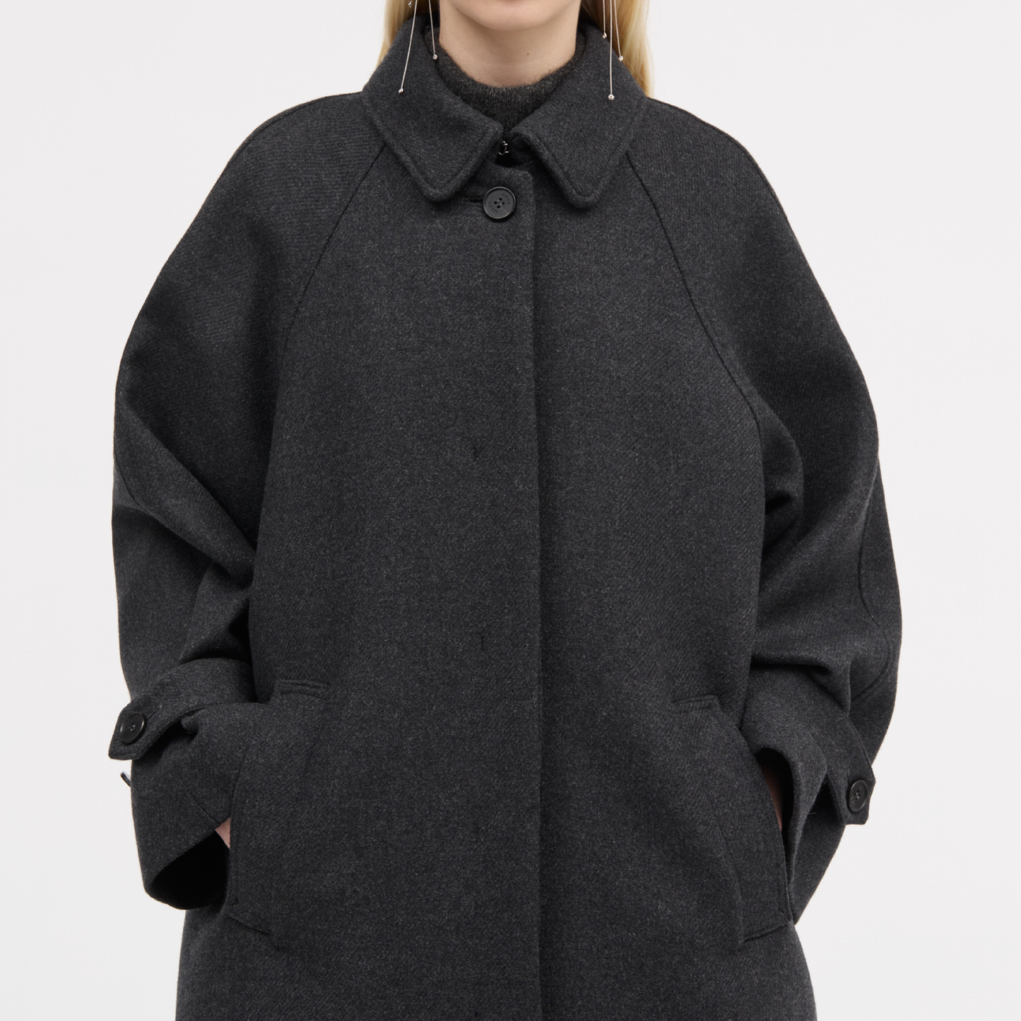 Caro Two Layered Wool Coat, Dark Grey