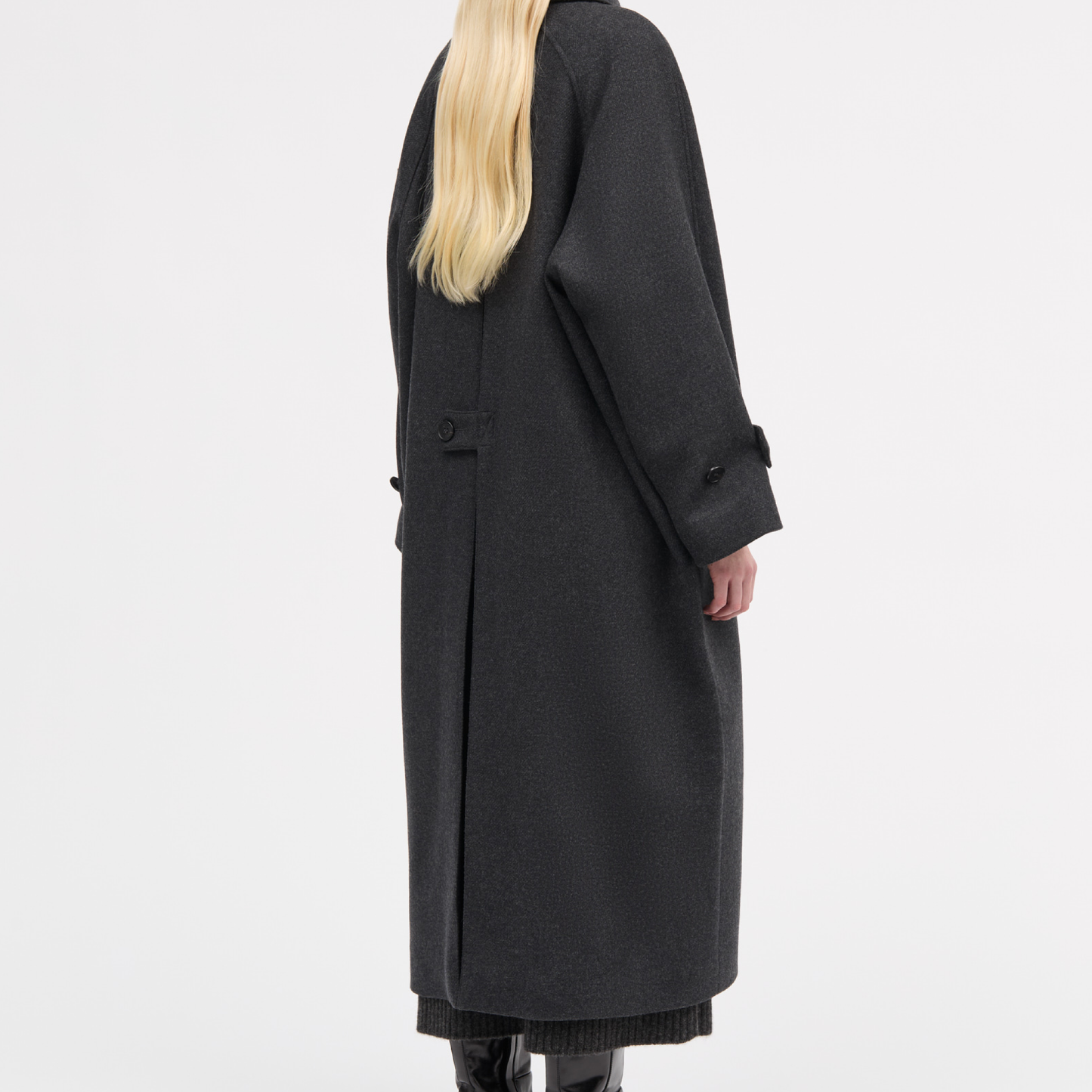 Caro Two Layered Wool Coat, Dark Grey