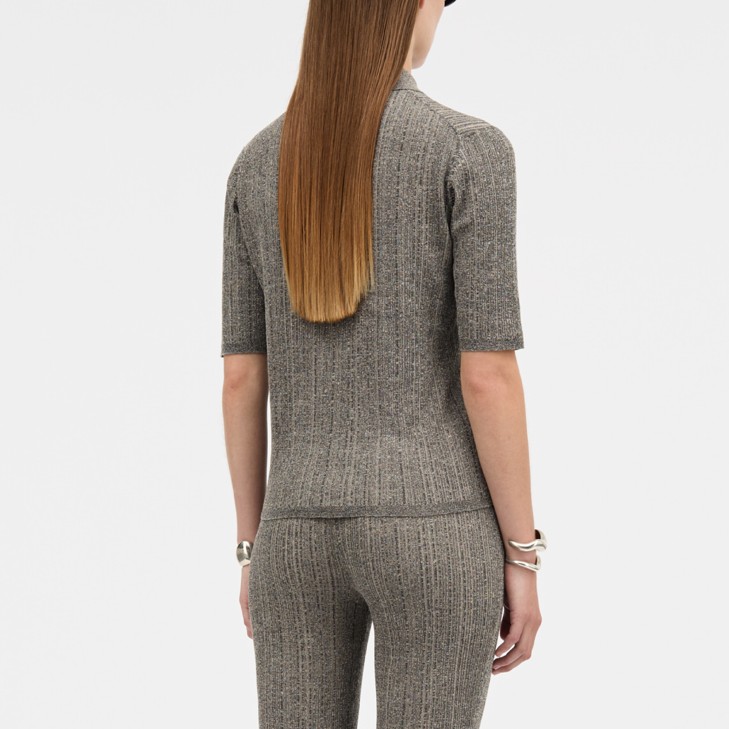 Kassandra Thin Rib Knit, Salt & Pepper