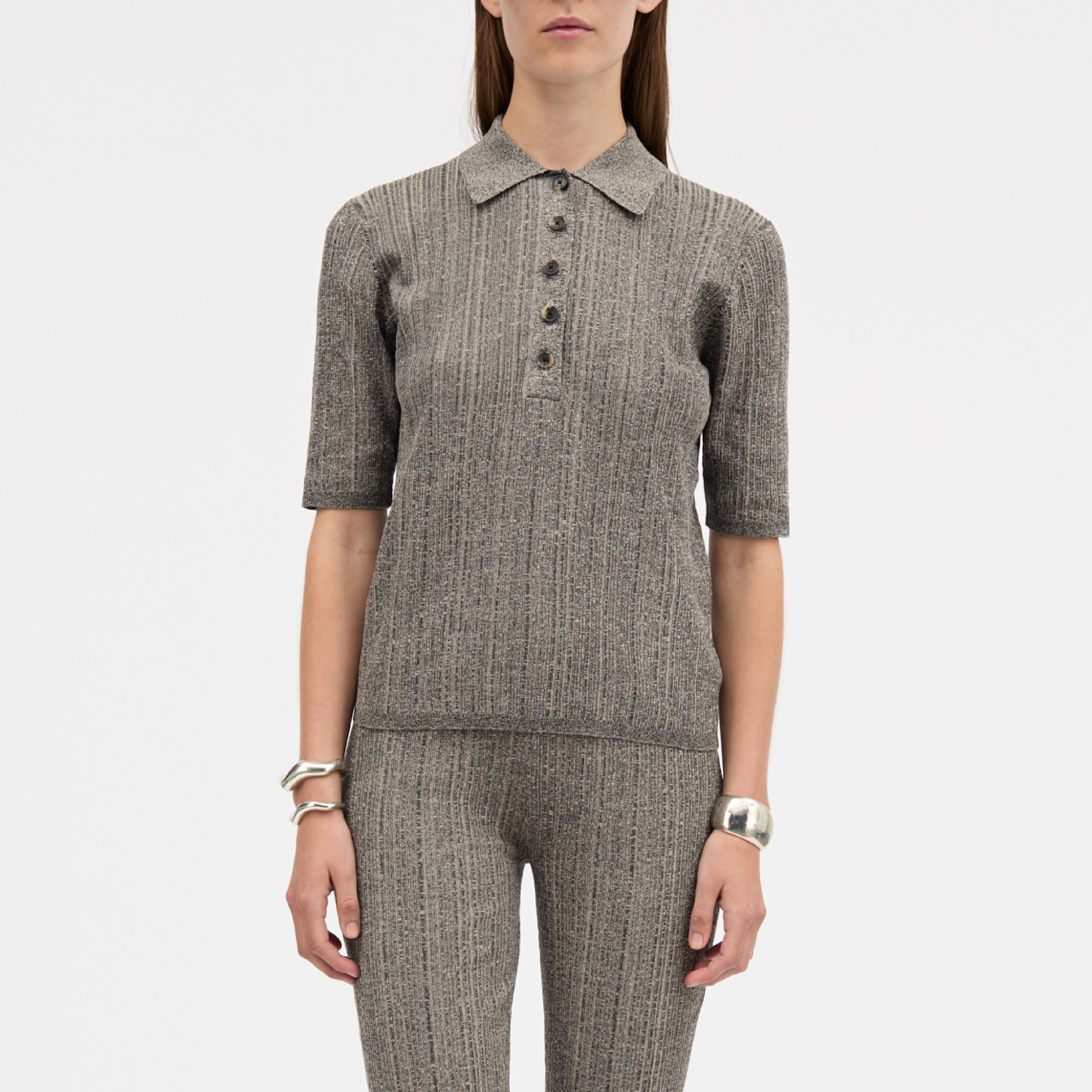 Kassandra Thin Rib Knit, Salt & Pepper