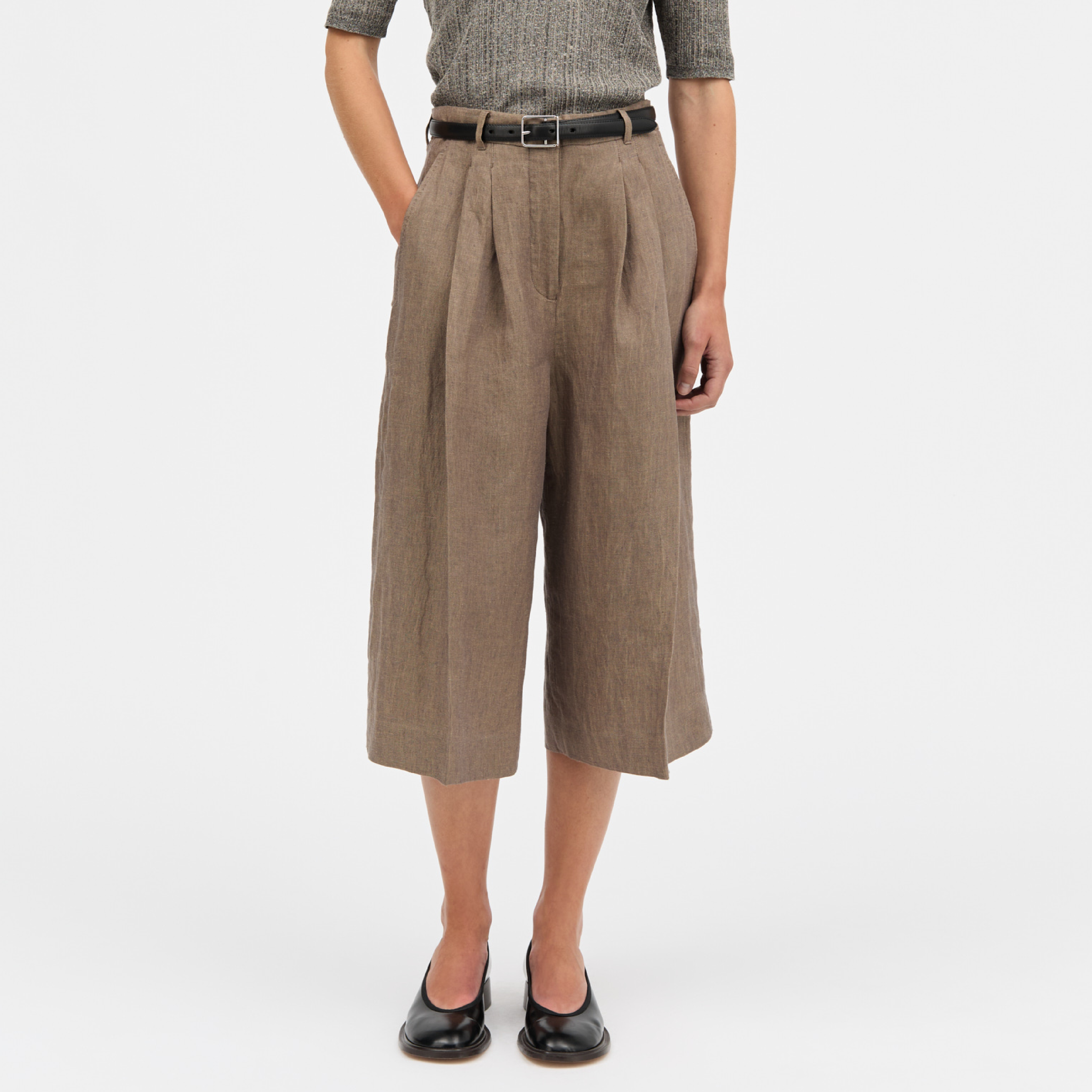Pennie Linen Hemp Shorts, Wood