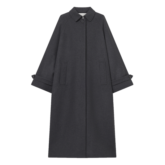 Caro Two Layered Wool Coat, Dark Grey