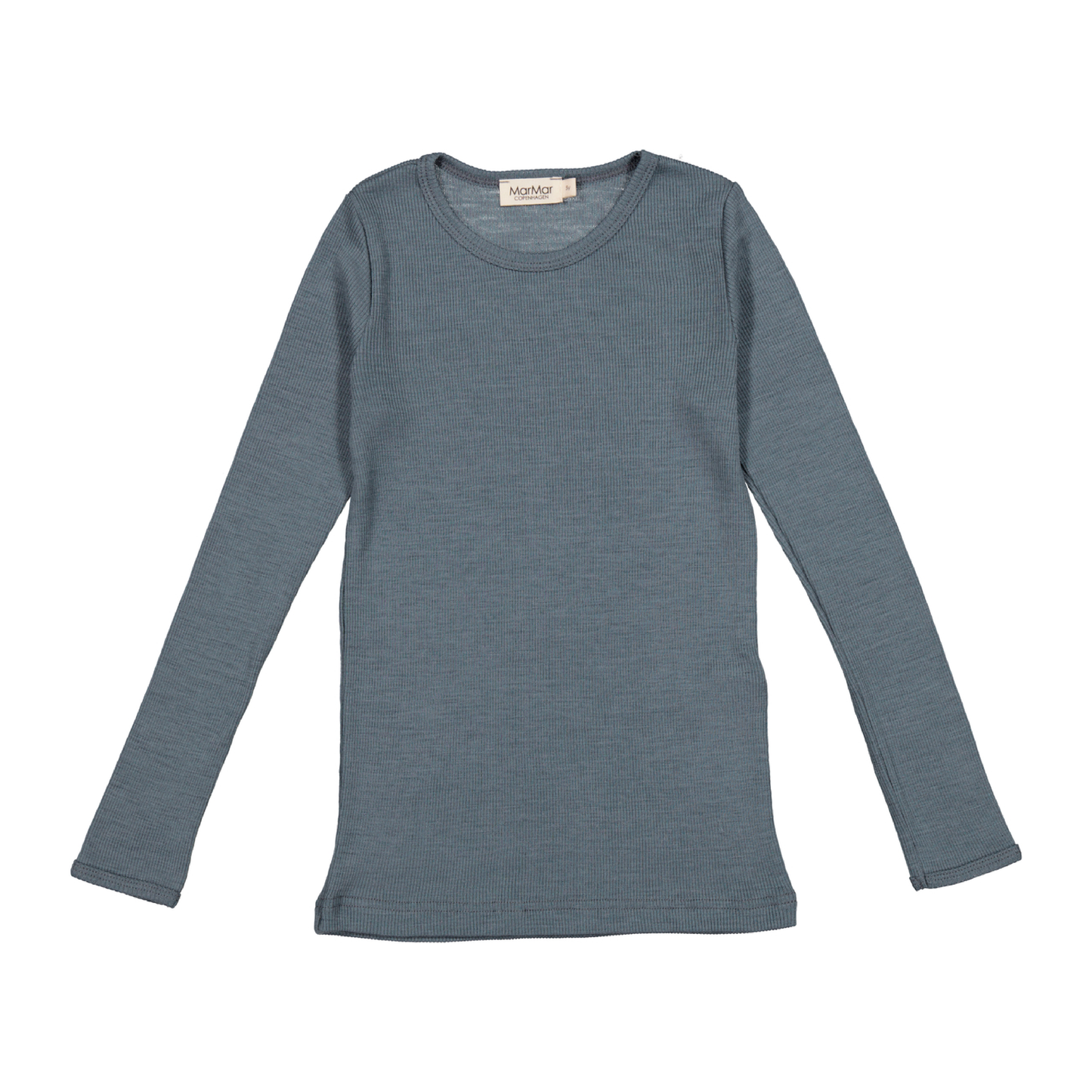 Tamra Langærmet Wool Rib Bluse, Stormy Blue