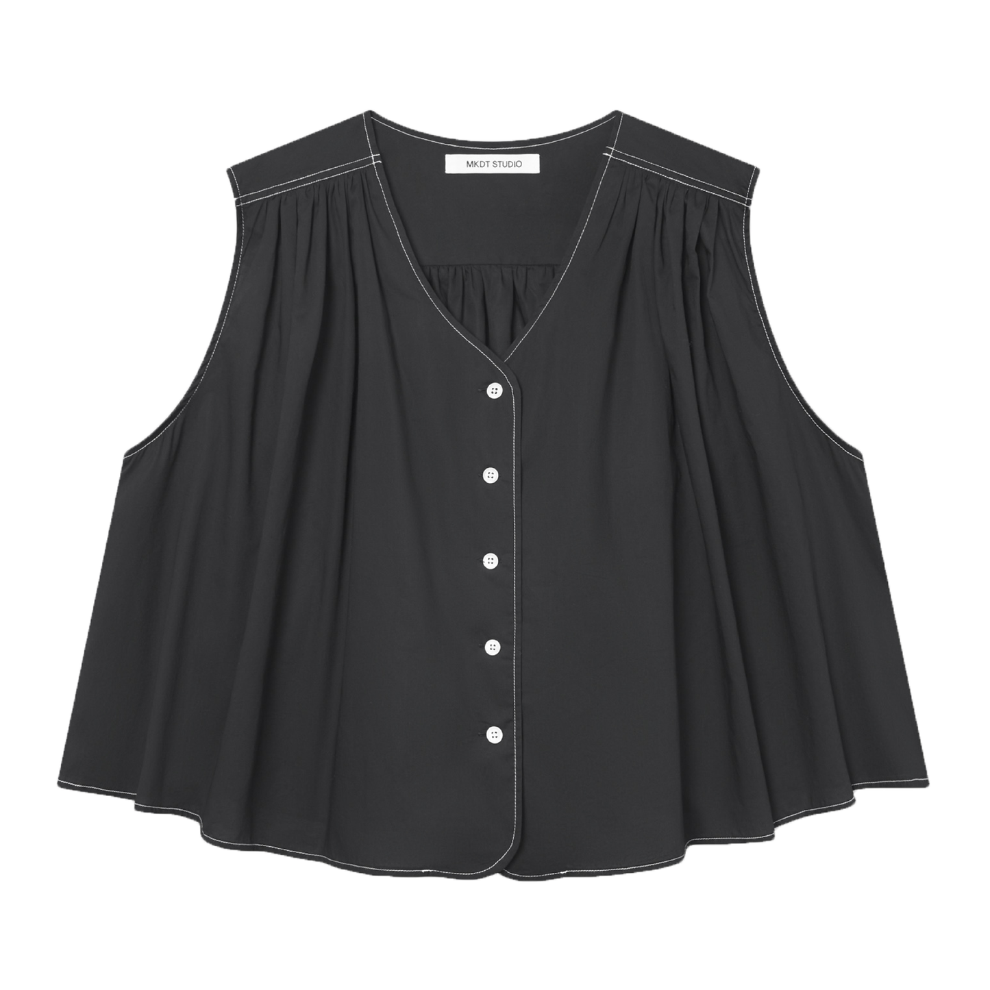 Tahira Sheer Cotton Top, Black