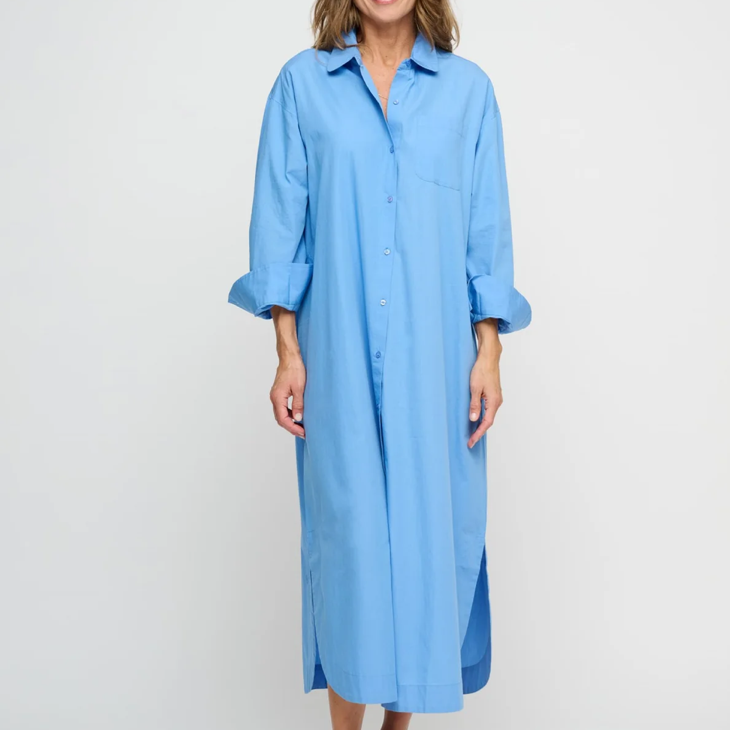 Ava Shirtdress Poplin, Heaven Blue