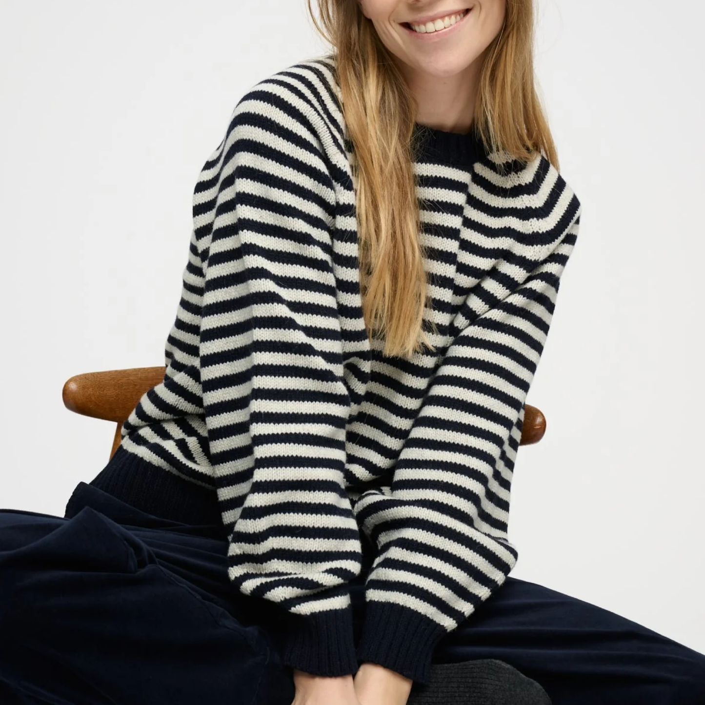 Sienna Knit Wool, Dark Navy/Beige