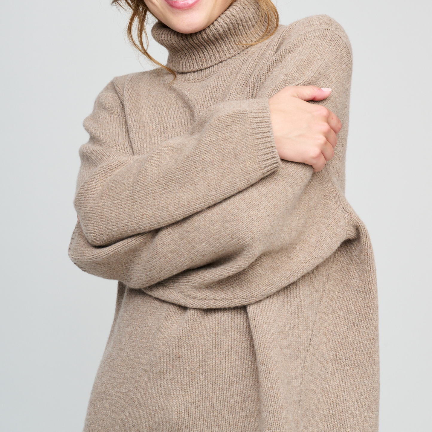 Honest Strik Cashmere Roll-Neck, Taupe