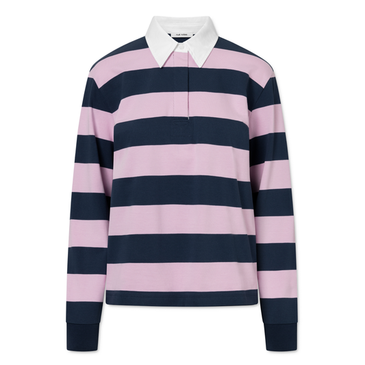 Bratislava Poloshirt, Navy Pink Stripe