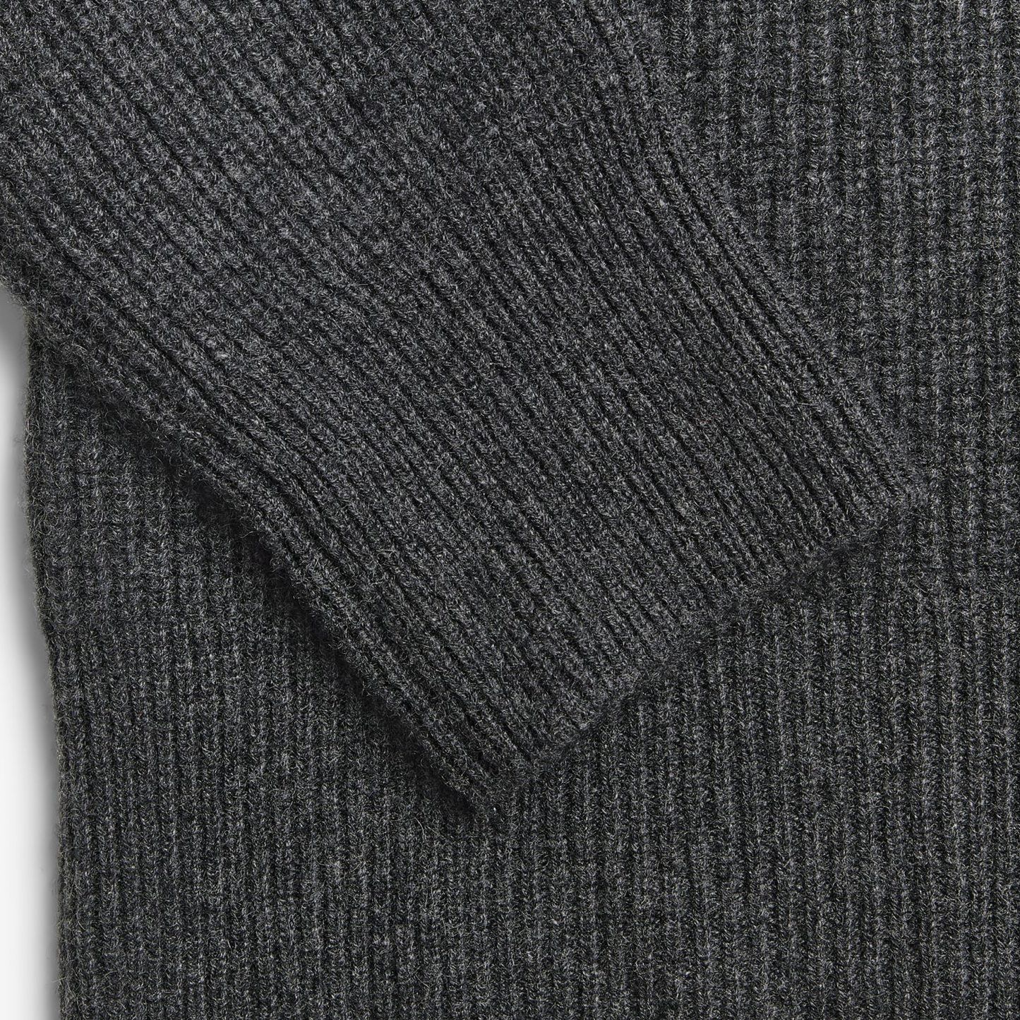Premium Cashmere Ribbed Turtleneck, Dark Grey