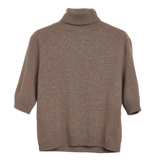 Women's Turtleneck Cashmere Blouse, Truffle