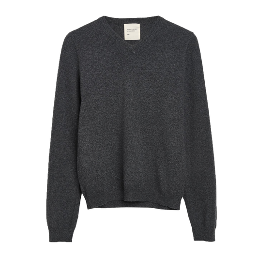Women's Cashmere Fitted 90's V-Neck, Dark Grey