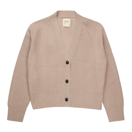 Premium Cashmere Ribbed Cardigan, Sand
