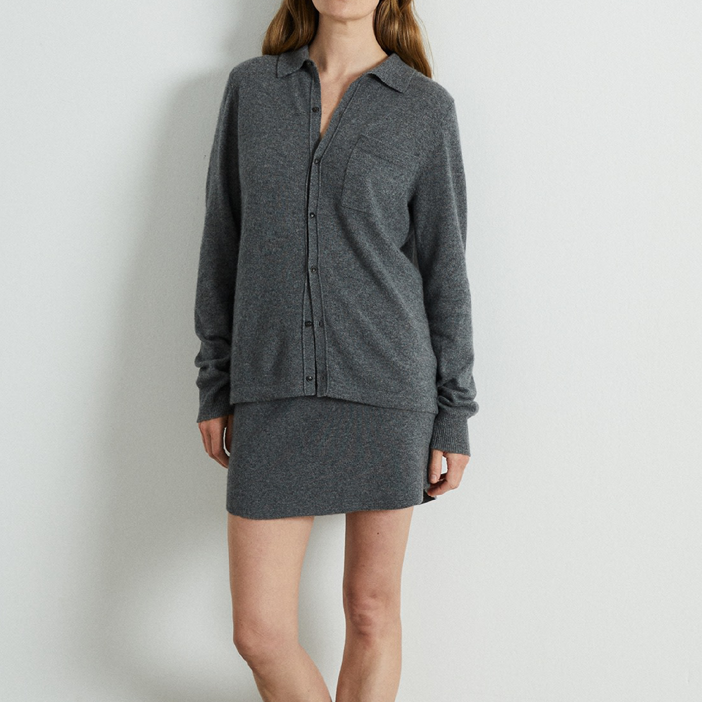 Women's Cashmere Mini Skirt, Heather Grey