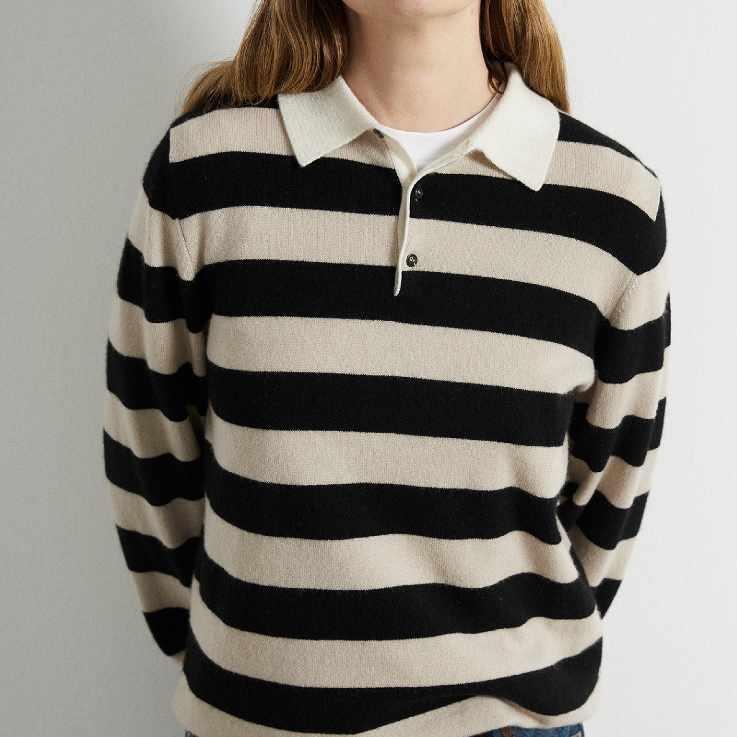 Original Cashmere Polo, Thick Stripe