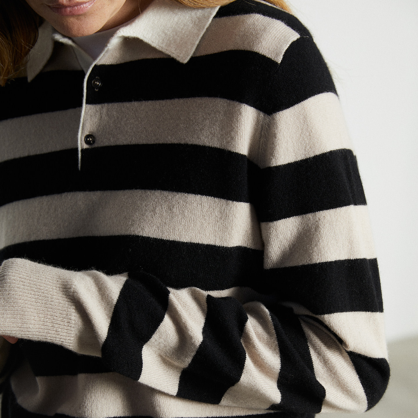 Original Cashmere Polo, Thick Stripe