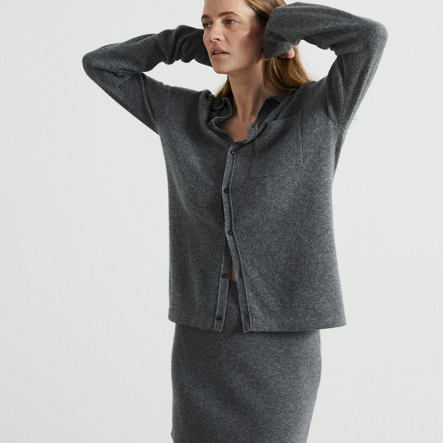 Original Button Down Cashmere Polo, Heather Grey