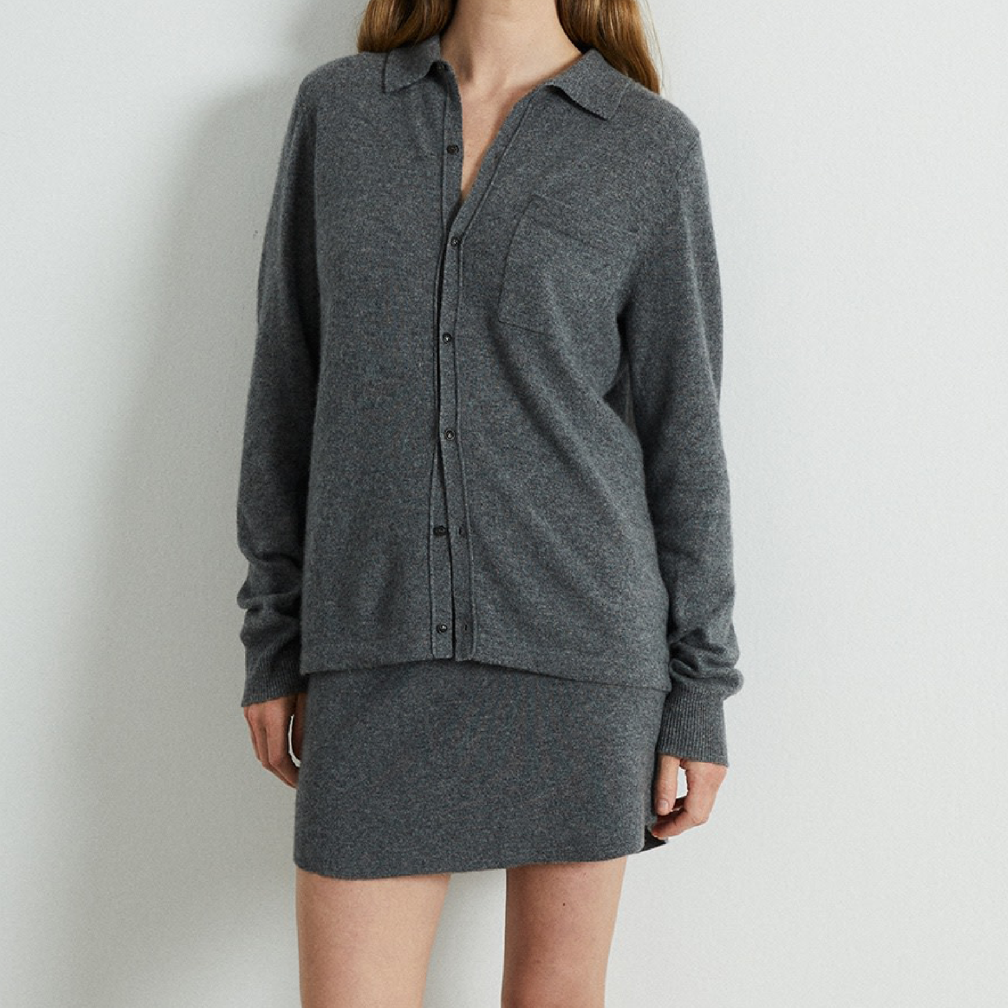 Original Button Down Cashmere Polo, Heather Grey