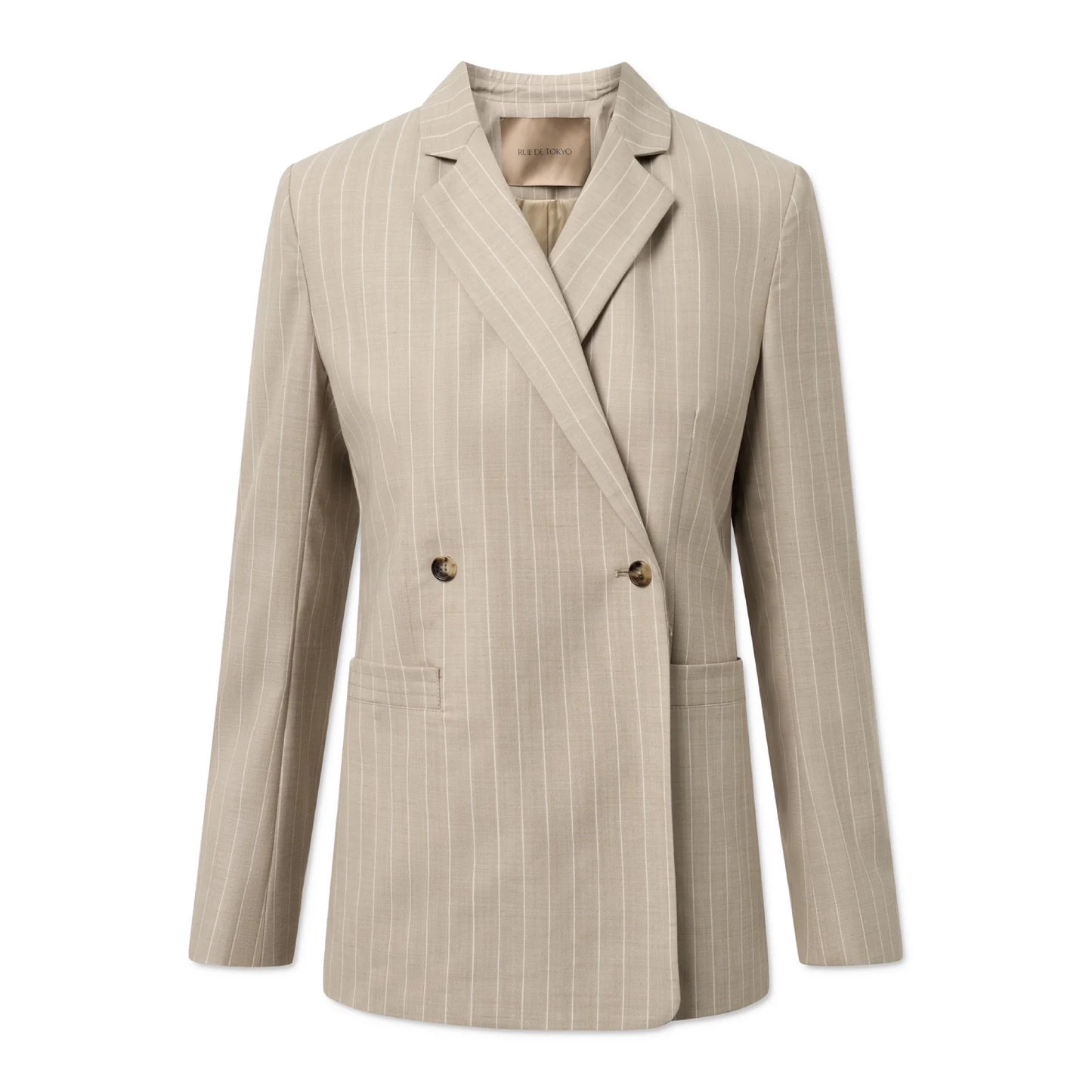 Caj Wool Linen Blazer, Striped Sand