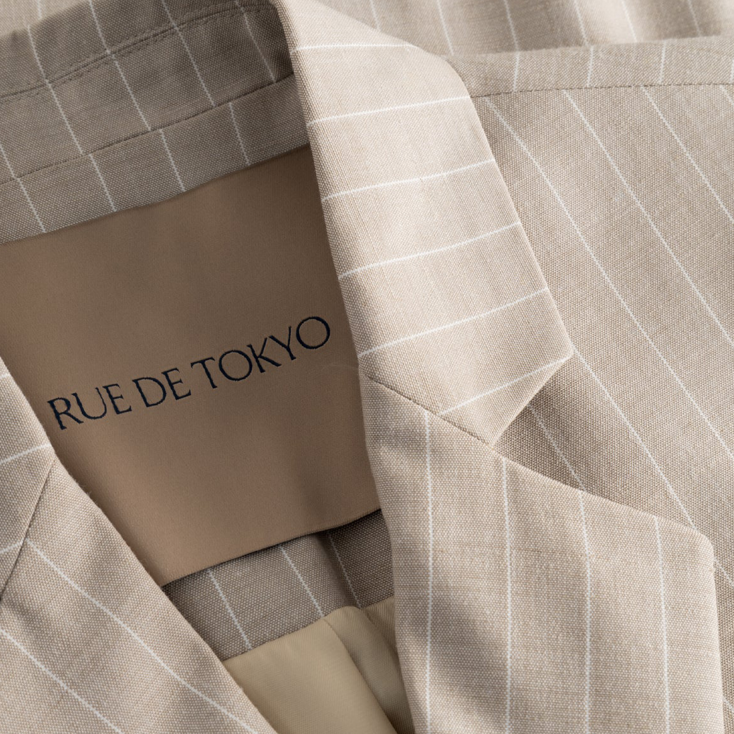 Caj Wool Linen Blazer, Striped Sand