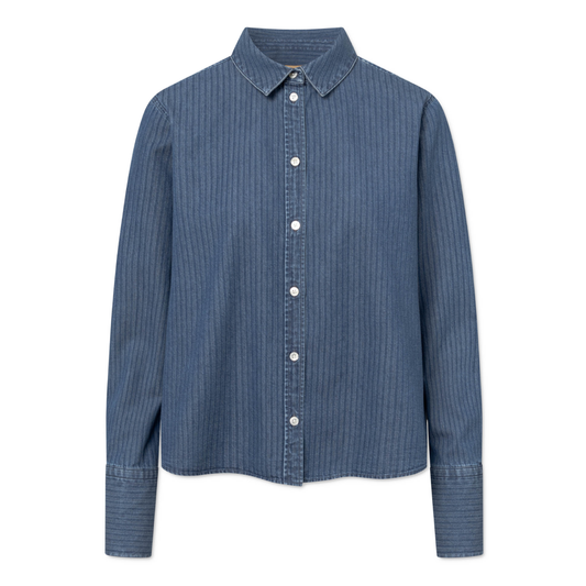 Sylina Striped Skjorte, Denim Blue