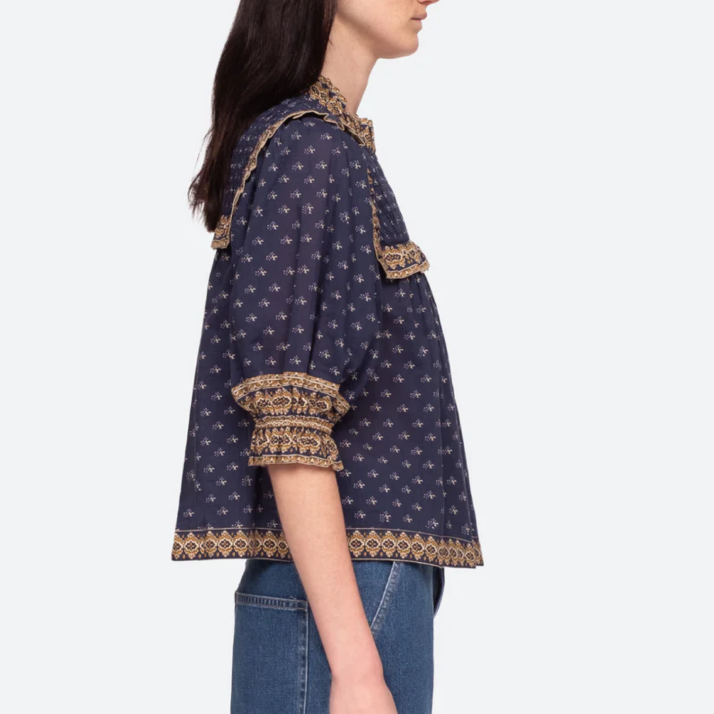 Arlita Print Puff Skjorte, Navy