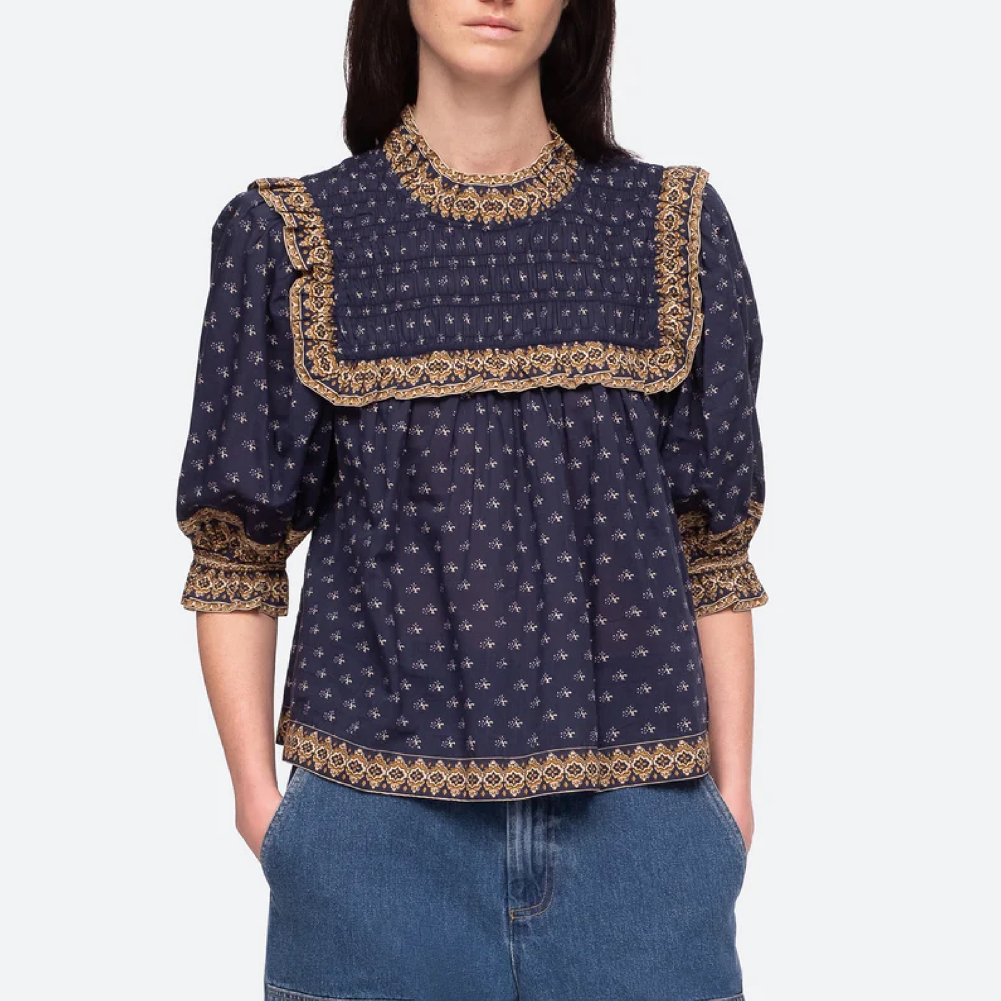 Arlita Print Puff Skjorte, Navy
