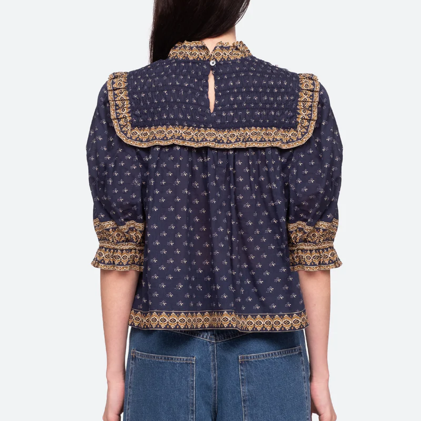 Arlita Print Puff Skjorte, Navy
