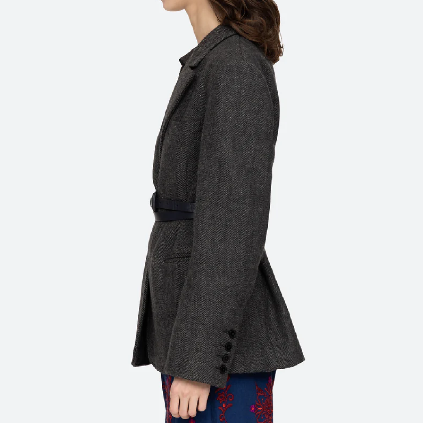 Lucas Suiting Jacket W. Leather Belt, Grey