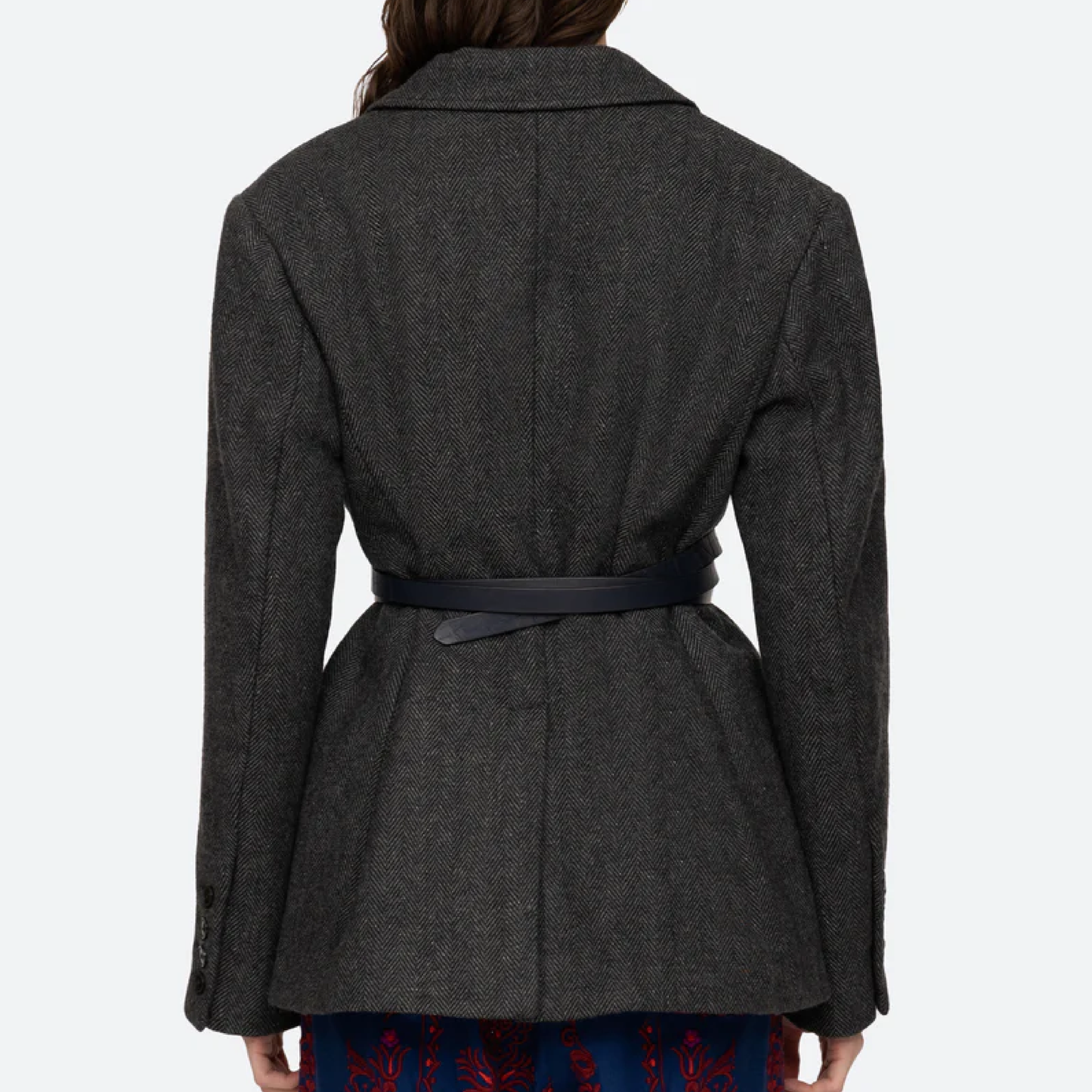 Lucas Suiting Jacket W. Leather Belt, Grey