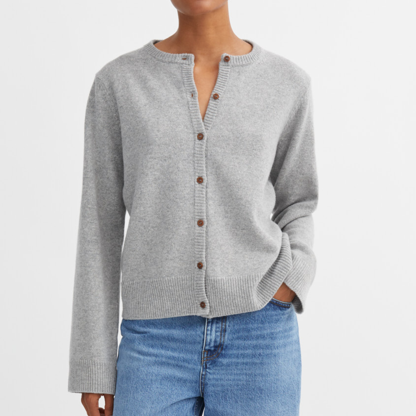 Senna Cardigan, Light Grey Mélange
