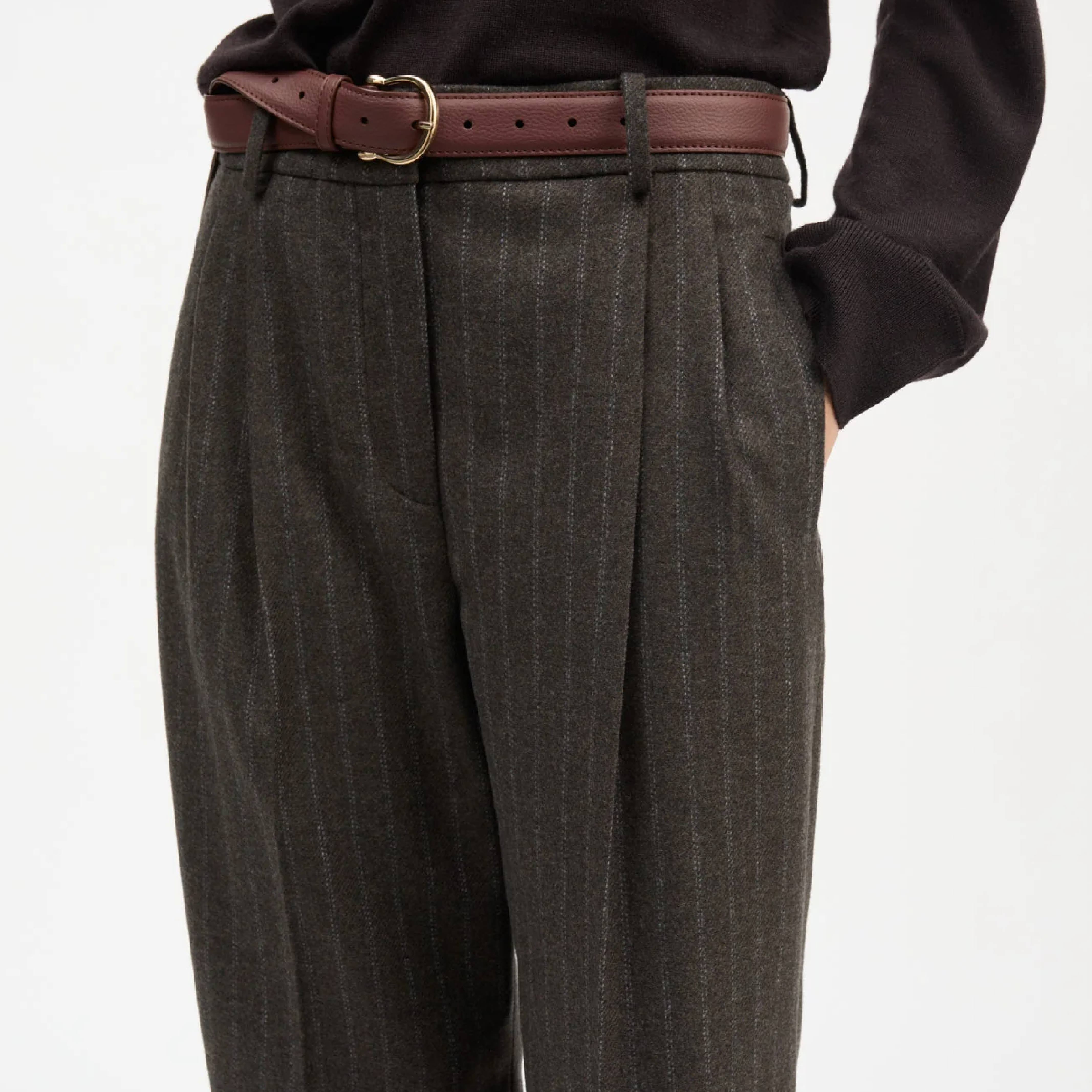 Harry Trousers, Brown/Black Pinstripe