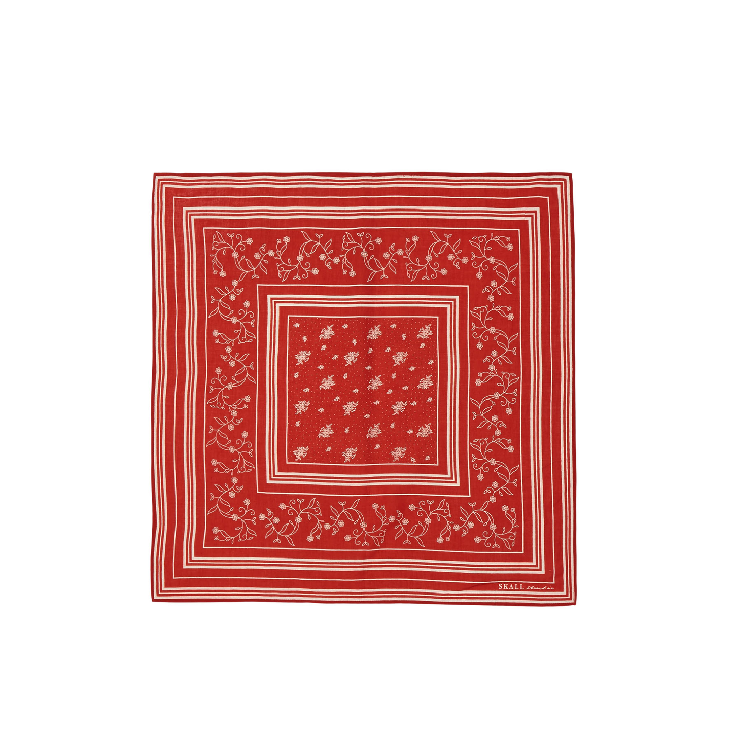 Skall Classic Scarf, Fiery red/Light cream (55x55 cm)