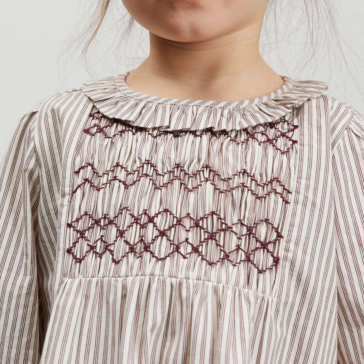 Sara Kjole, Light Cream/Dark Burgundy Stripe