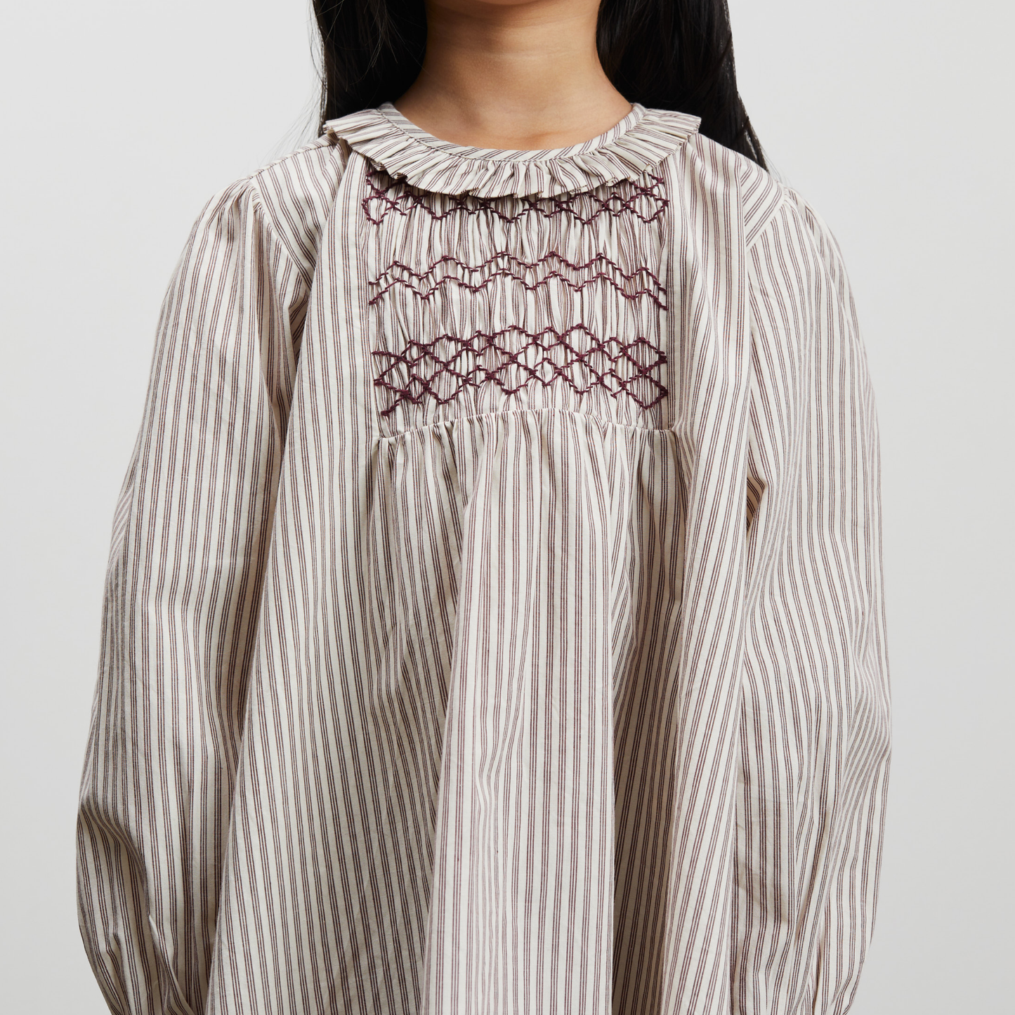 Sara Kjole, Light Cream/Dark Burgundy Stripe