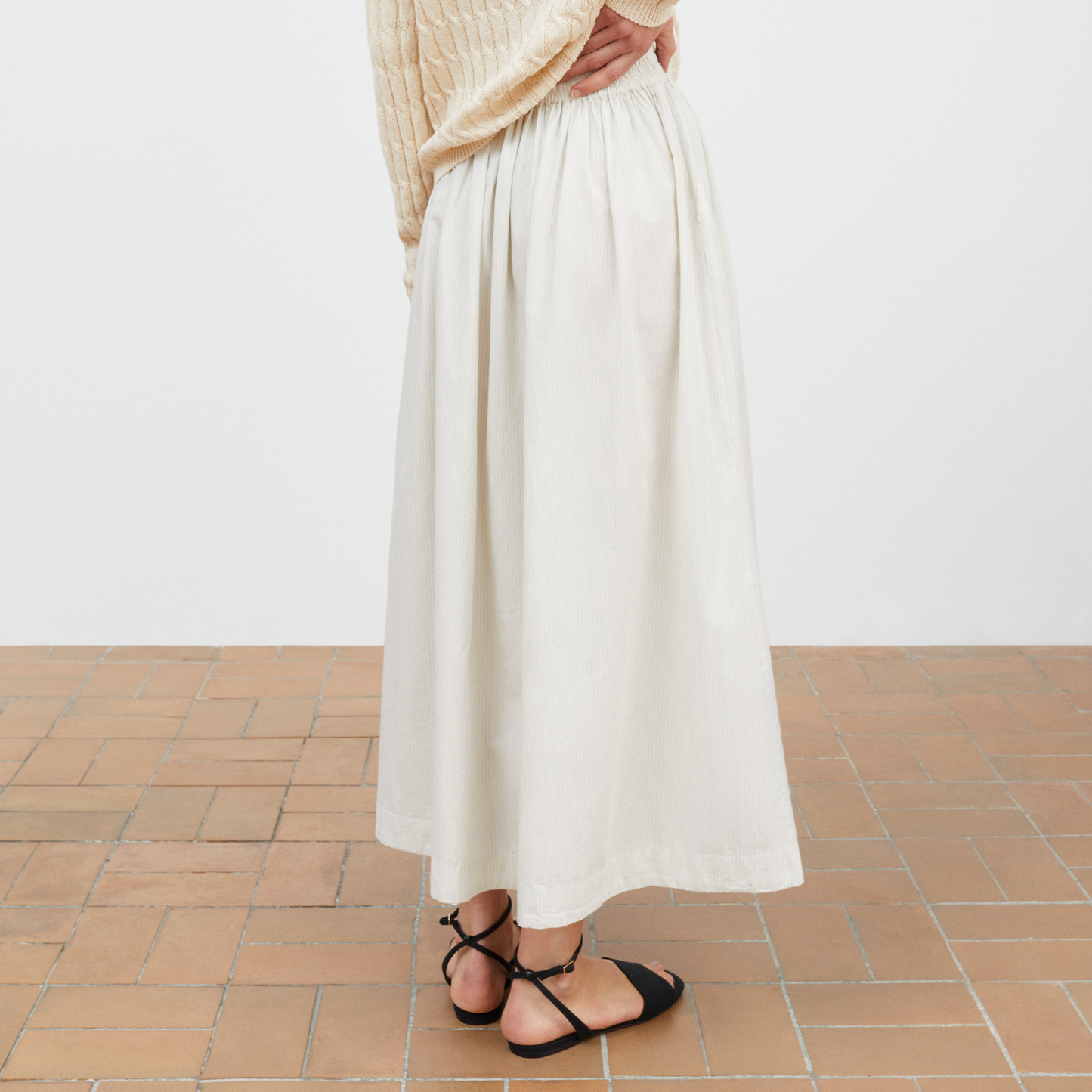 Dagny Skirt, Light Blue/White Stripe