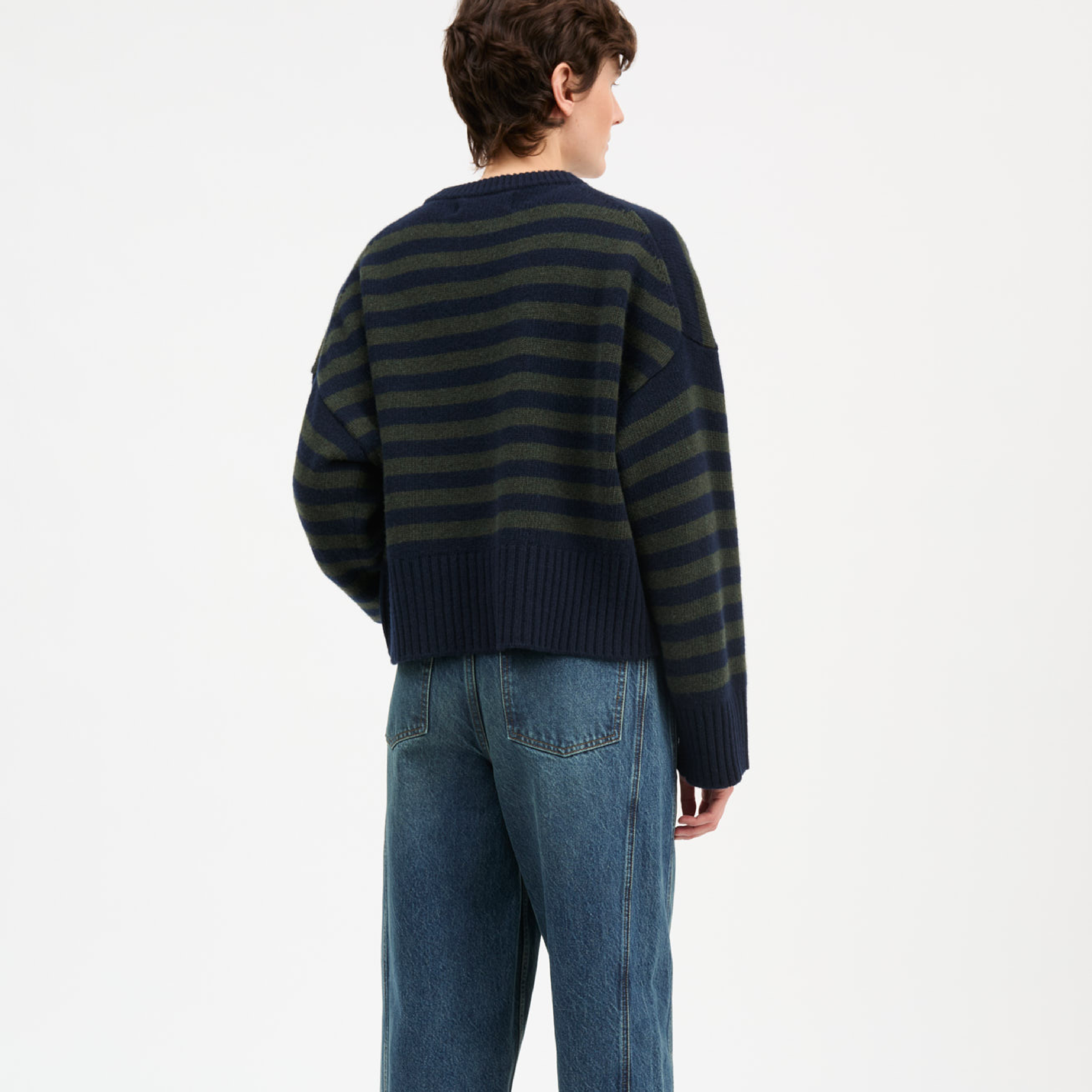 Campa Jumper, Navy/Dark Green Stripe