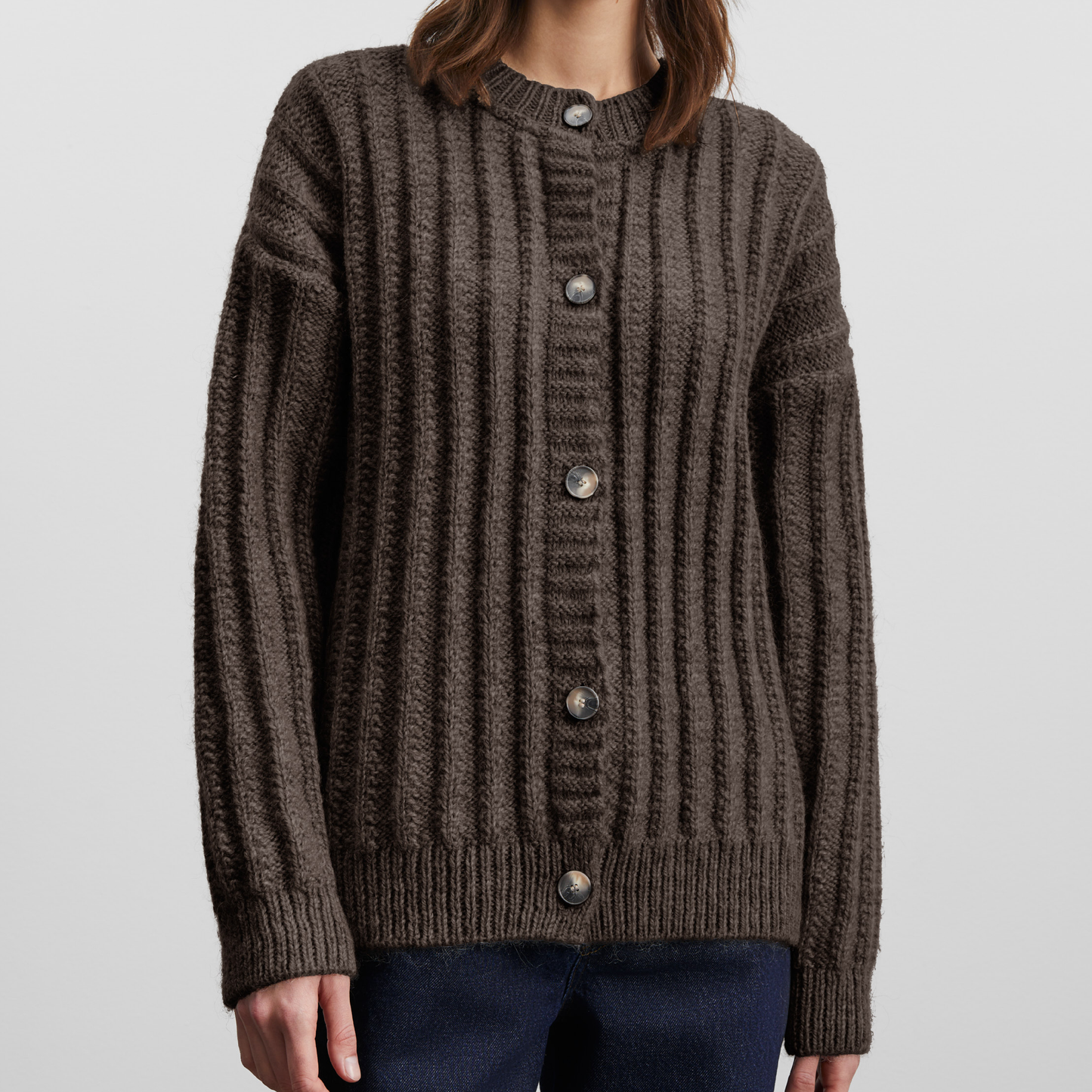 Elm Cardigan, Dark Brown
