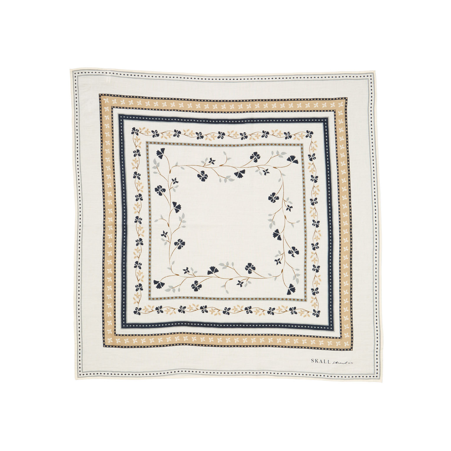 Skall Floral Scarf, Ivory (55x55 cm)