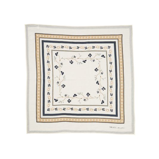Skall Floral Scarf, Ivory (55x55 cm)