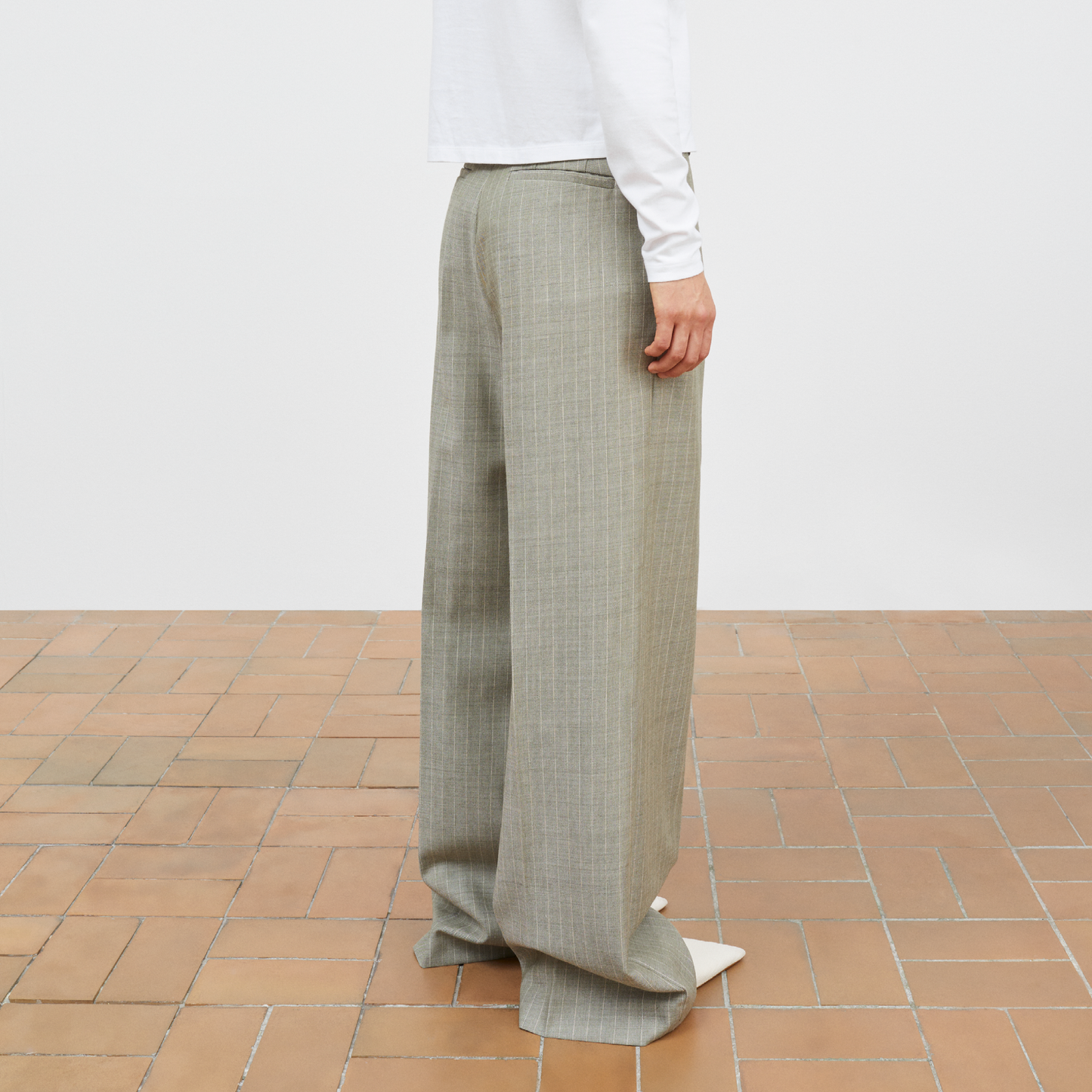 Thom Trousers, Light Grey/Ecru