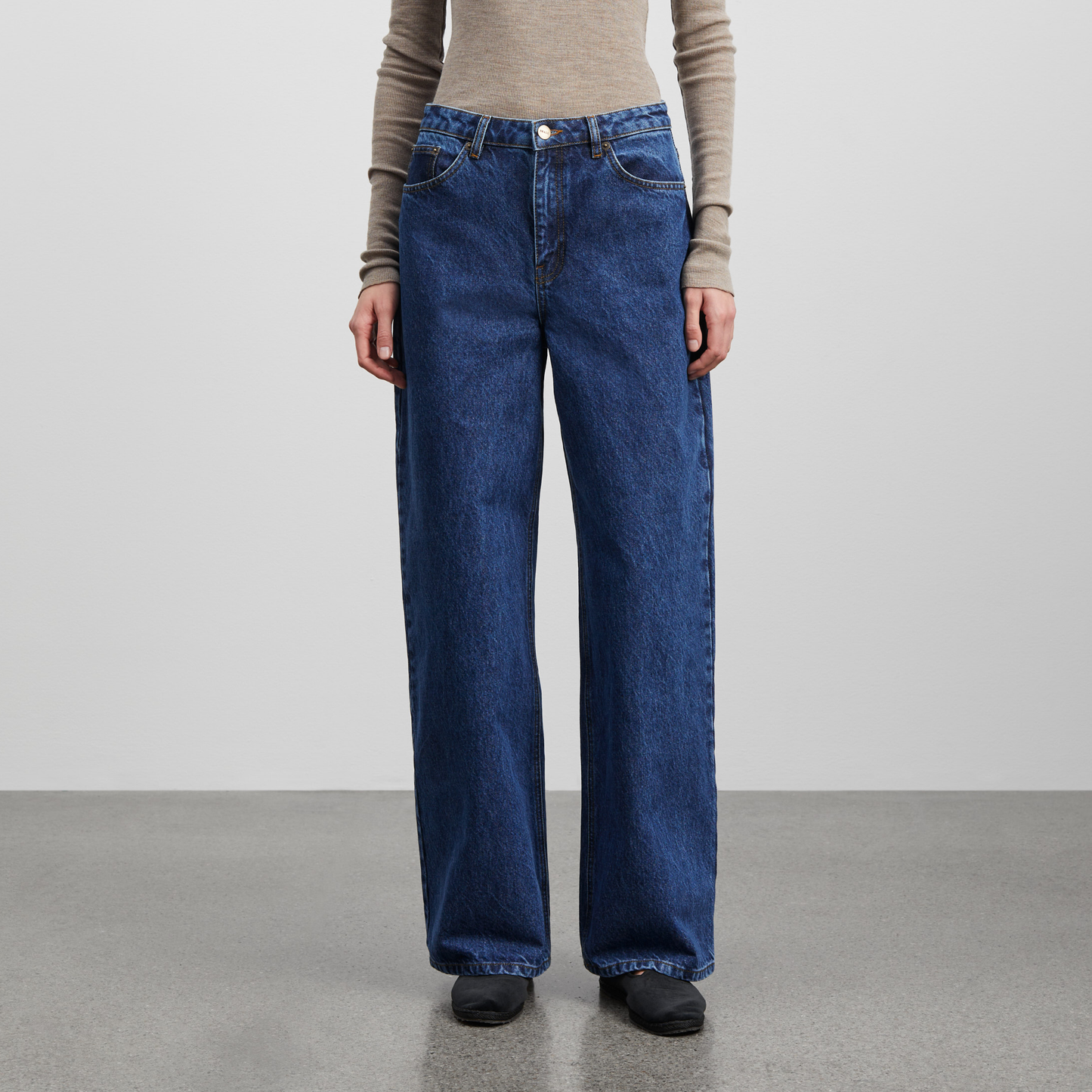 Willow Wide Leg Jeans, Mid Blue Denim