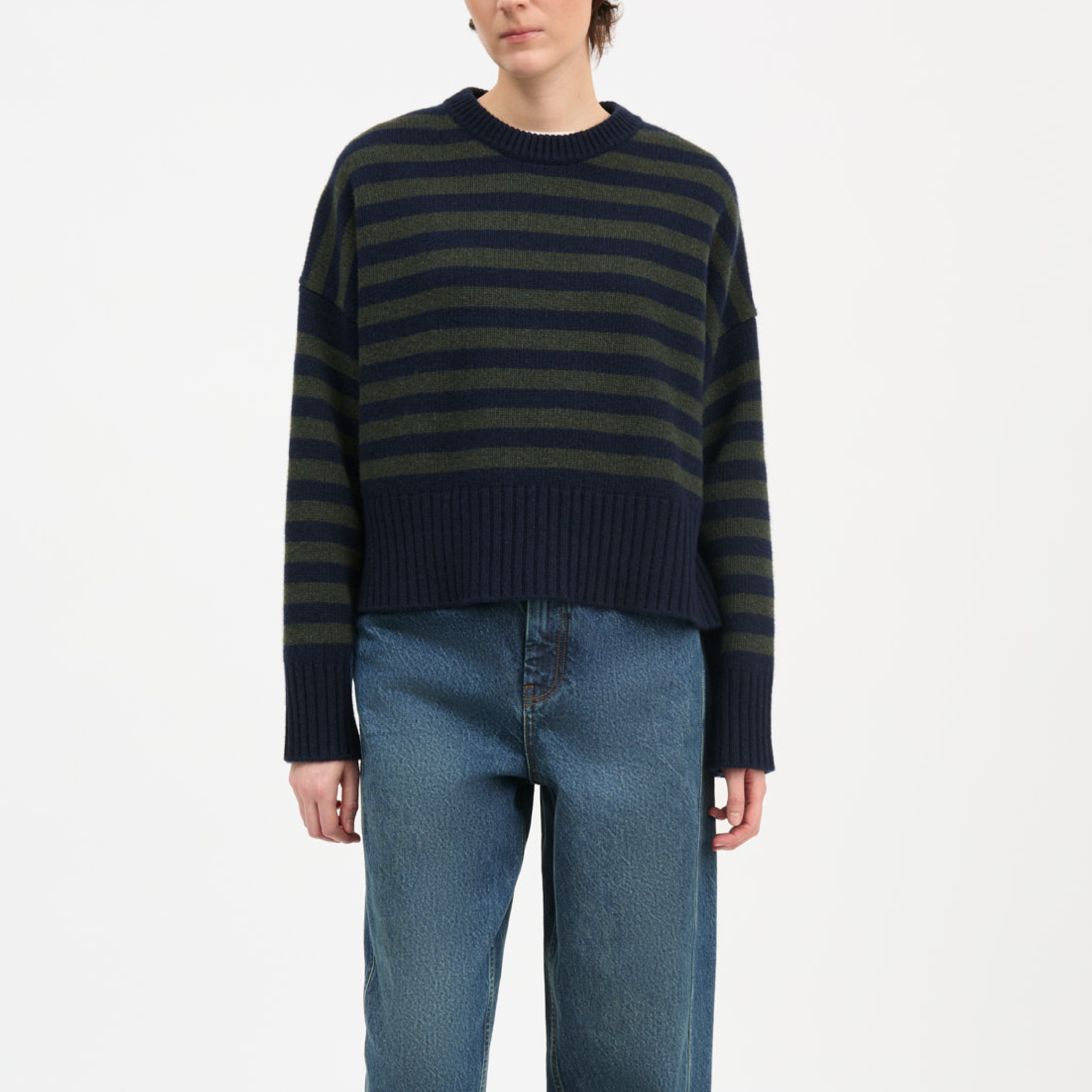 Campa Jumper, Navy/Dark Green Stripe