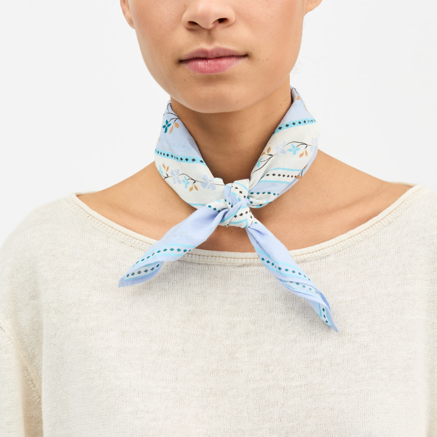 Skall Floral Scarf, Aqua (55x55 cm)