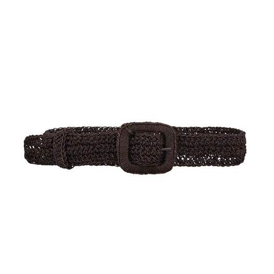 Carla Straw Belt, Dark Brown