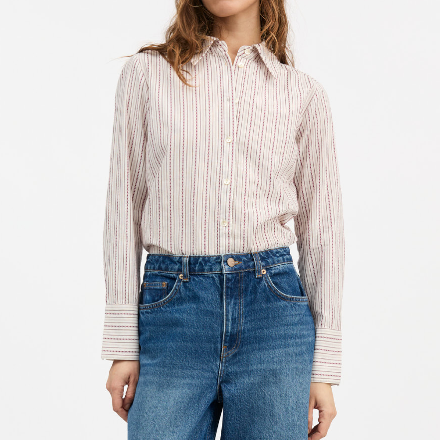 Fauna Shirt, Raspberry/Cream Stripe