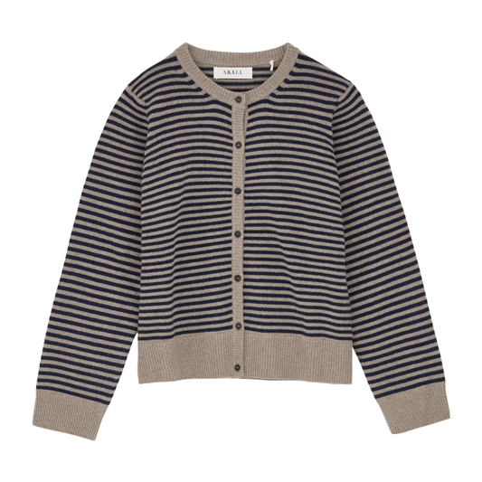 Senna Cardigan, Brown/Navy Stripe