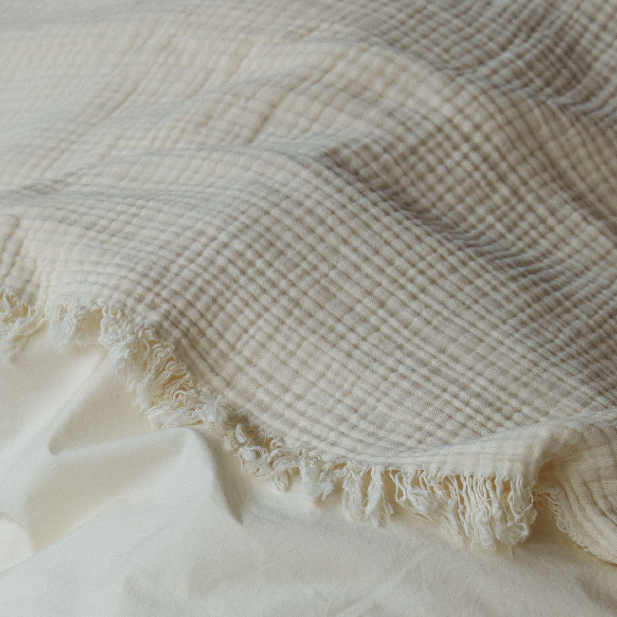 Cotton Throw Rug, Pure Ecru (150x200)
