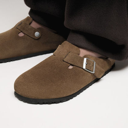 Boston Soft Footbed Suede Leather, Dark Tea