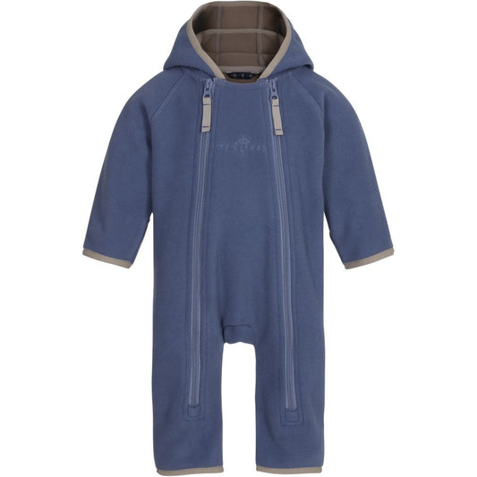 Doubleface Fleece Babysuit, Polar Blue/Mocca